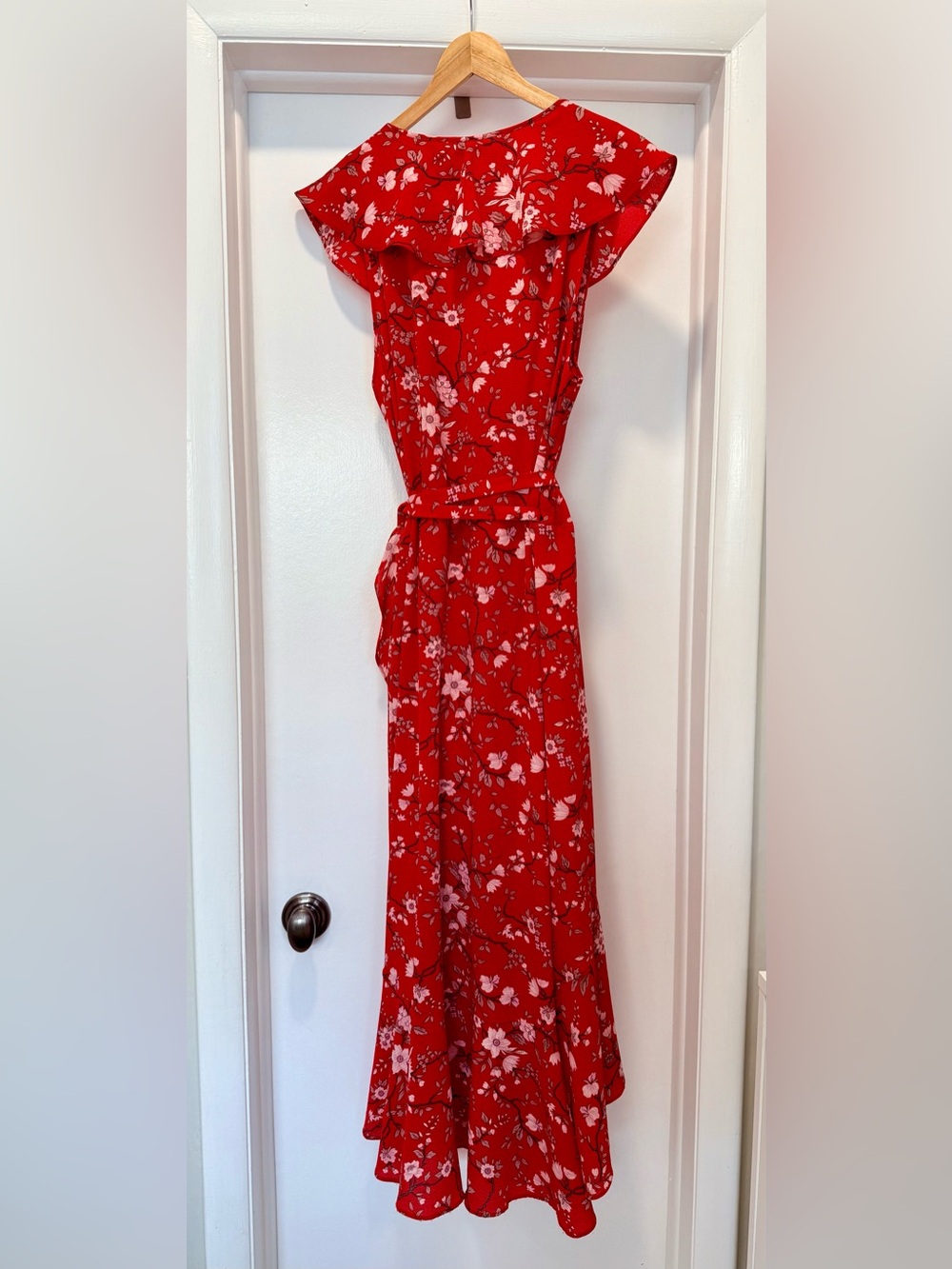Max Studio Red Floral Wrap Dress - Picture 2 of 5